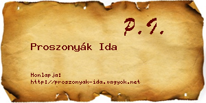 Proszonyák Ida névjegykártya